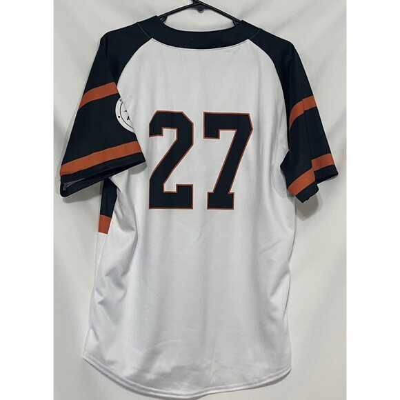 Mizuno Blacksox Baseball #27 Jersey White/Black/Orange Size Small - Picture 7 of 9